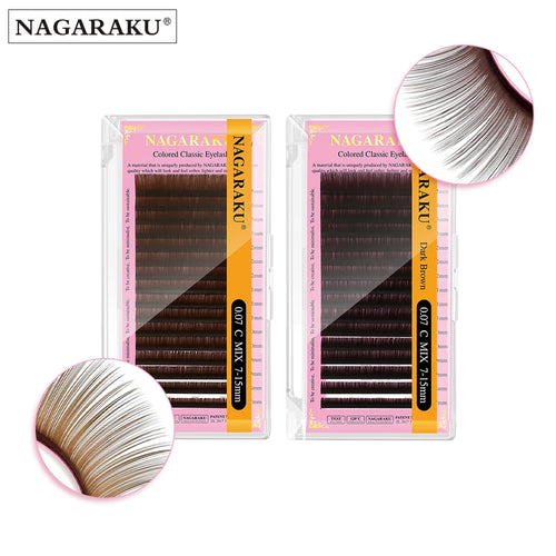 NAGARAKU Brown Eyelashes Individual Eyelash Makeup 16 Lines Brown Color High Quality Super Soft Natural Synthetic Mink