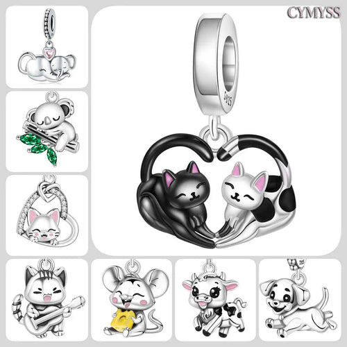925 Sterling Silver Dog Cat Pet Animal Charm Bead