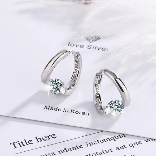 Sterling Silver Gold Crystal Stud Earrings for Women - Wedding