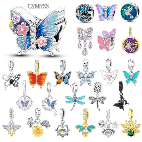 925 Sterling Silver Glowing Firefly Butterfly Charm Bead