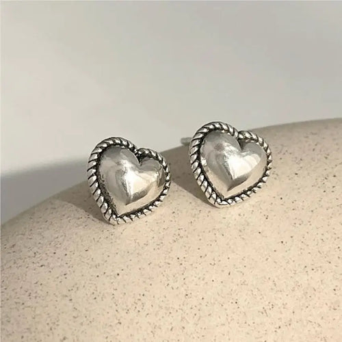 Sterling Silver Small Heart Stud Earrings for Women - Gift