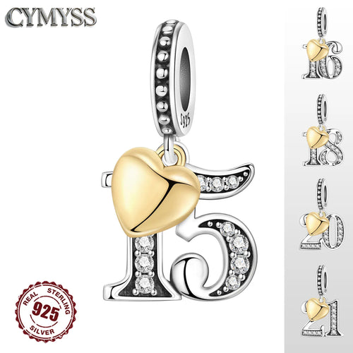 925 Sterling Silver Wedding Anniversary Number Charm Bead