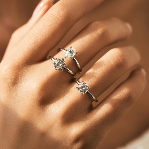 D Colour Pear Moissanite Wedding Ring | 925 Sterling Silver