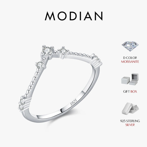 MODIAN D Color Moissanite Rings 925 Sterling Silver Exquisite Arrow Thin Finger Sparkling Rings For Women Wedding Fine Jewelry