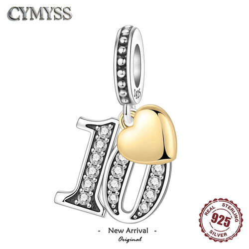 925 Sterling Silver Number Anniversary Charm Bead