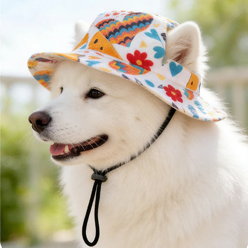 Adjustable Cat Dog Bucket Hat Summer Sun Protection Cap for Small Medium Dogs Shiba Inu Corgi Puppy Kitten Outdoor Pet Headwear