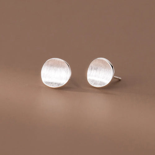 Sterling Silver Frosted Round Stud Earrings for Women - Wedding