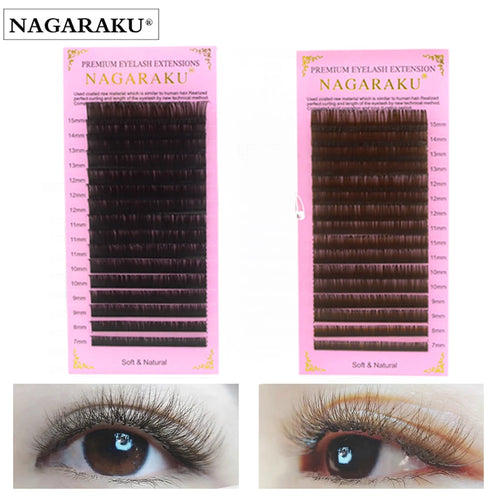 NAGARAKU Dark Brown Lash Extension Maquillaje Makeup Individual High Quality Soft Natural Synthetic Mink 16 Lines(old box)