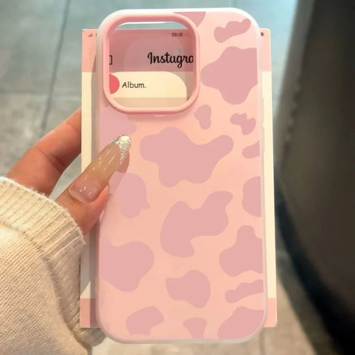 Korean Pink Leopard Print Cover For iPhone 16 Pro Max Case iPhone 17 Air 16 11 12 13 14 15 16 7 8 Plus 16promax 16E 2 in 1 Funda