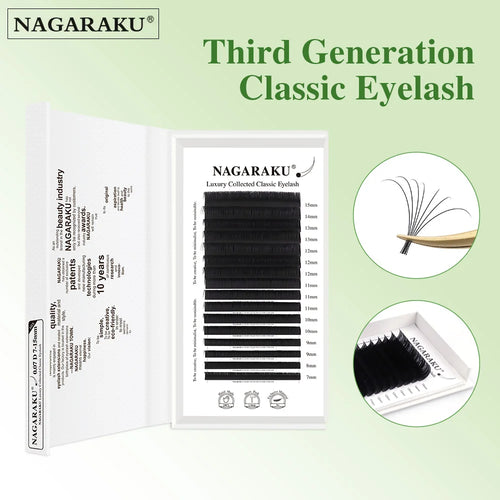 NAGARAKU Luxury Collected Classic Eyelash Extension 16rows Individual Denso Matte Black Professional Soft Natural
