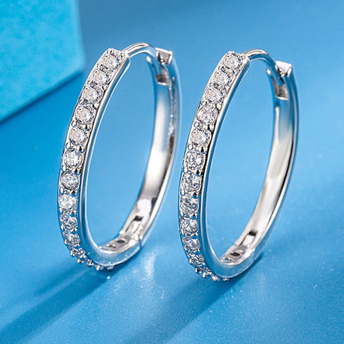 Sterling Silver 8-20mm Zircon Hoop Earrings for Women - Wedding