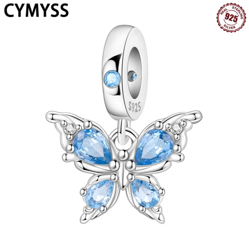 925 Sterling Silver Blue Butterfly Charm Bead for Bracelet