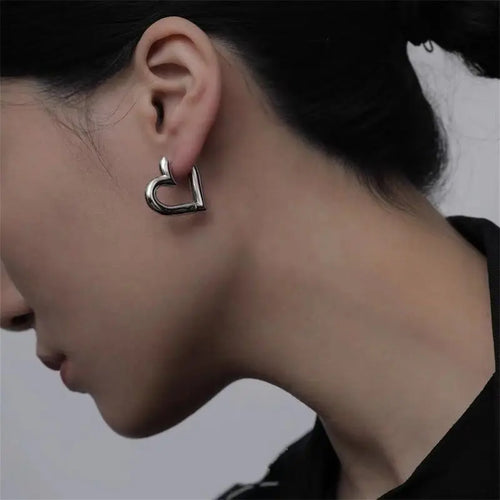 925 Sterling Silver Heart Love Hoop Earrings for Women