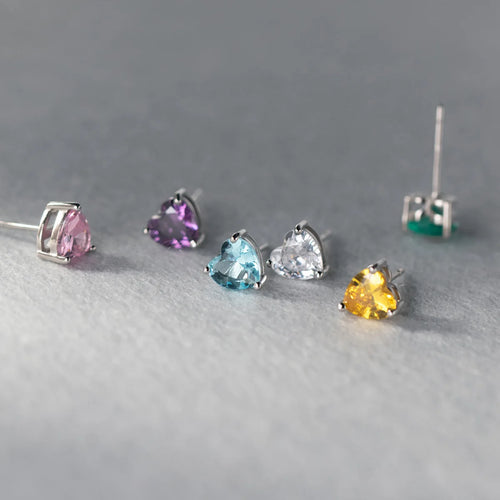 925 Sterling Silver Heart Zircon Stud Earrings for Women