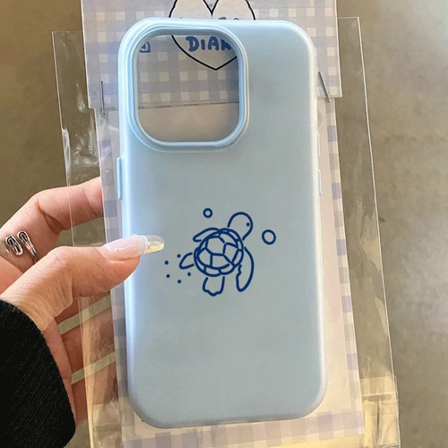 Cute Blue Line Turtle Phone Case For Samsung Galaxy S26 S24 S25 FE S23 S22 Ultra Plus A57 A56 A55 A37 A36 A35 A26 A17 A16 Cover