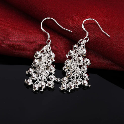 Sterling Silver Hanging Bead Ball Drop Earrings for Women - Vintage