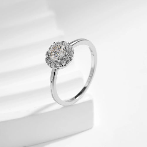 D Colour VVS1 Round Moissanite Wedding Ring | 925 Sterling Silver