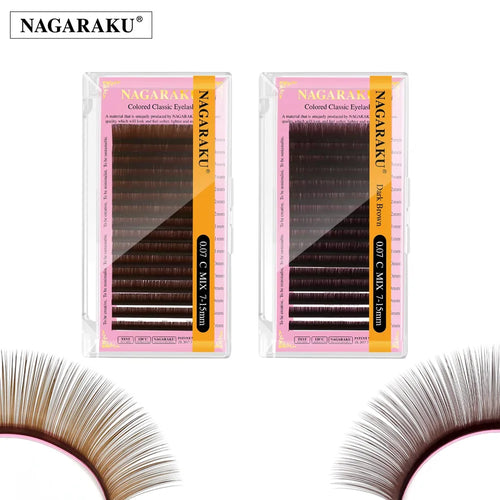 NAGARAKU Brown Eyelash Extension Maquillaje Makeup Individual Eyelashes High Quality Soft Natural Synthetic Mink 16 Lines