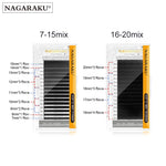 NAGARAKU Classic 16rows/case 7~25mm Mix Premium Natural Synthetic Mink Individual Eyelash Extension Supplies Makeup Cilios