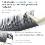 NAGARAKU Individual Eyelash Makeup High Quality New Material Super Soft Natural Manual Fans-making Lashes 16 Lines Matte Black