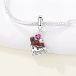925 Sterling Silver Heart Zircon Coffee Charm Bead for Bracelet