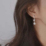 Sterling Silver Zircon Flower Earrings for Women - Wedding