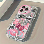 Cherry Bow Lip Print Mirror Phone Case For iPhone 17 Pro Max 16 15 14 13 12 11 Pro Max 7 8 Plus XR X XS Max 16E 17E Soft Cover