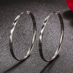 Sterling Silver Diamond-Cut 3-6cm Hoop Earrings for Women