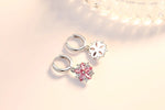 925 Sterling Silver Pink Petal Zircon Stud Earrings for Women