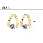 Sterling Silver Gold Crystal Stud Earrings for Women - Wedding