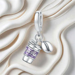 925 Sterling Silver Coffee Cup Dangle Charm Bead for Bracelet Necklace