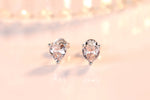 Sterling Silver Heart Zircon Stud Earrings for Women - Multicolour