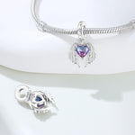 925 Sterling Silver Zircon Winged Heart Charm Bead