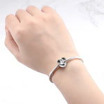 925 Sterling Silver Peace Love Dove Heart Charm Bead