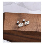 Sterling Silver Hollow Lotus Flower Stud Earrings for Women