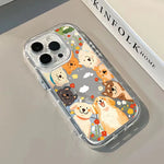 Cartoon Funny Puppy Phone Case For iPhone 16 17 Pro Max 15 14 13 12 11 Pro Max 16E 7 8 Plus XR X XS Max Makeup Mirror Cover