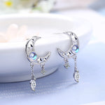 Sterling Silver Moon Tassel Stud Earrings for Women - Gift