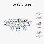 MODIAN Three D Color Moissanite Finger Ring 925 Sterling Sliver Sparkling Lab Diamond Swings Beaded Rings For Women Jewellery