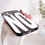 Art White Letters Black Soft Phone Case For iPhone 17 16 16E 15 14 13 12 11 Pro Max X XS Max 7 8 Plus NO and YES Creative Cover