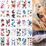 30pcs Waterproof Temporary Tattoo Stickers Disposable 3D Color Butterfly Rose Flower Feather Fake Tattoo for Women Girl Body Art