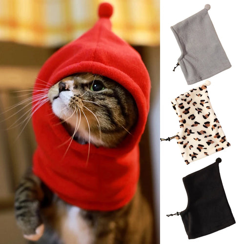 Autumn Winter Cat Puppy Hat Warm Fleece Pet Bundle Cap for Small Dogs Cats Kitten Accessories High Neck Adjustable Sphynx Hats