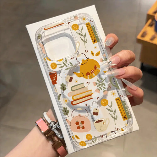 Autumn Book Lover MagSafe Phone Case for iPhone 15 14 13 | Aesthetic Clear Cover