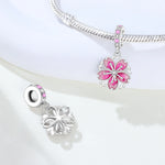 925 Sterling Silver Rotating Cherry Blossom Charm Bead