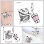 925 Sterling Silver Coffee Notebook Charm Pendant