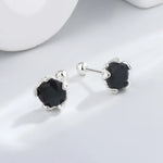 Sterling Silver Irregular Black Stud Earrings for Women - Wedding