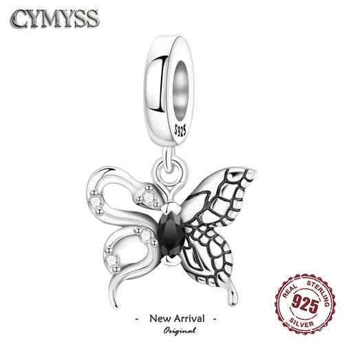 Elegant 925 Sterling Silver Zircon Butterfly Snake Charm Pendant for Women