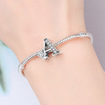 925 Sterling Silver CZ A-Z Alphabet Letter Charm Bead
