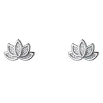 Sterling Silver Lotus Flower Stud Earrings for Women - Elegant