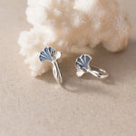 Sterling Silver Ginkgo Leaf Stud Earrings for Women