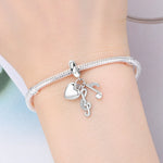 925 Sterling Silver Music Note Heart Charm Bead